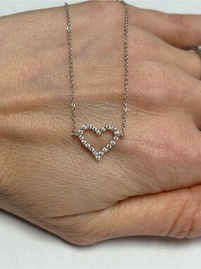 Suzy Levian Sterling Silver White CZ Heart Bracelet NWT